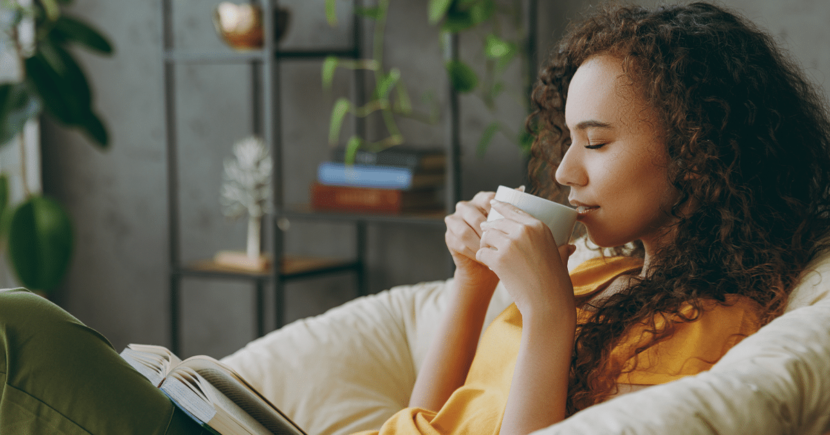 Woman sipping tea